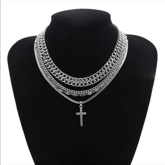 Jewelry - New Cross Female Silver Color Thick Chain Necklace